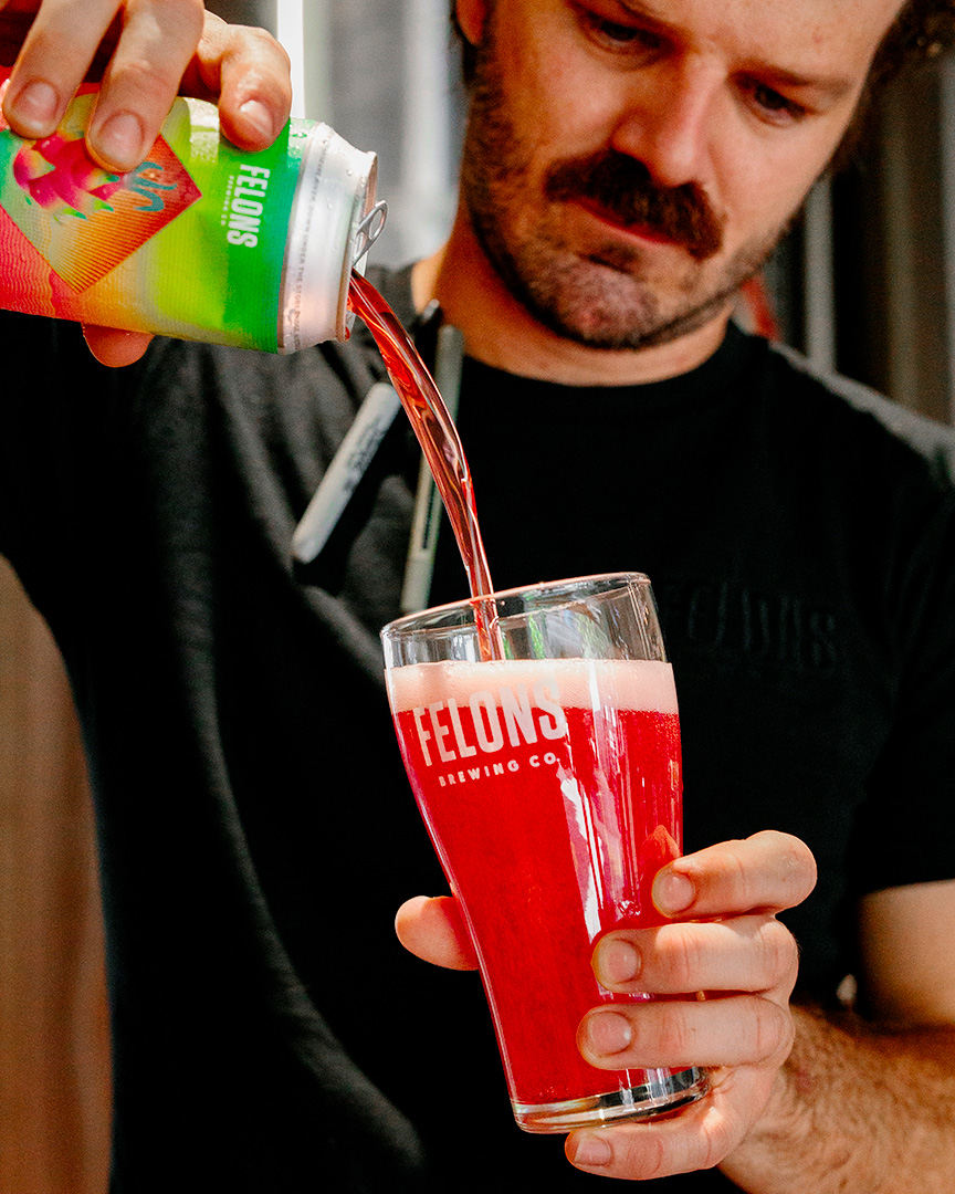 Felons Dragonfruit IPA poured into glass